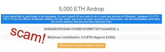 Fake giveaway example